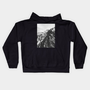 Mountains of Switzerland - Black and White Shot of Snow-Covered Alps Kids Hoodie